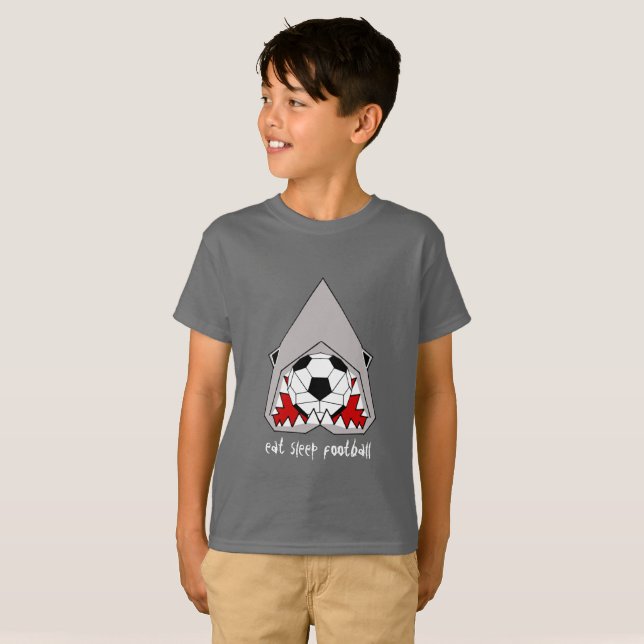 Kubikhaifisch essen Schlaf-Fußball-Kindert-shirt T-Shirt (Vorne ganz)