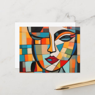 Kubismus Abstrakte Lady Face Postkarte