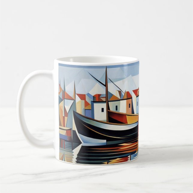 Kubismus an der Wasserfront Kaffeetasse (Links)