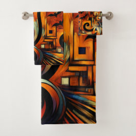 Kubismus Halloween Cat Badhandtuch Set