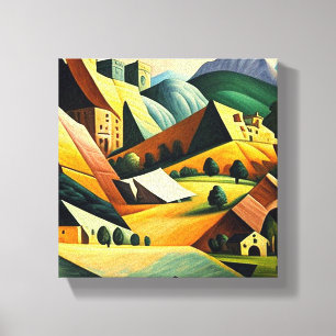 Kubismus-Landschaft Leinwanddruck