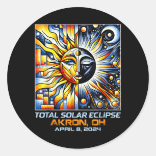 Kubismus Totale Sonnenfinsternis Akron Ohio Runder Aufkleber