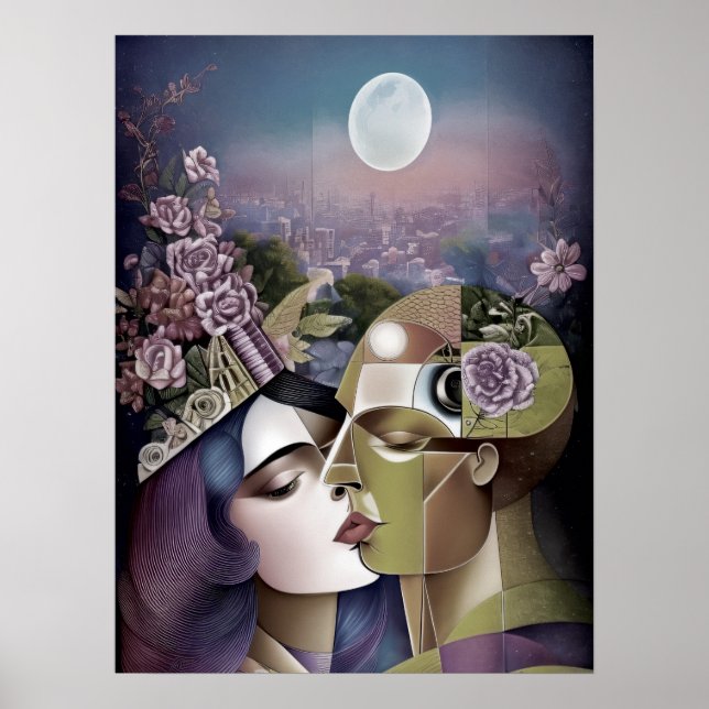 Kubismus trifft Cyberpunk Poster (Vorne)