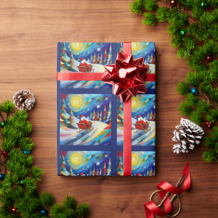 Kubismus Weihnachten Santa Ferien  Geschenkpapier