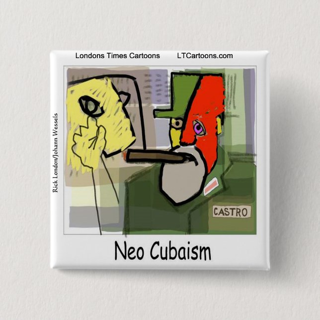 Kubist Castro NeoCubaism Funny Button (Vorderseite)