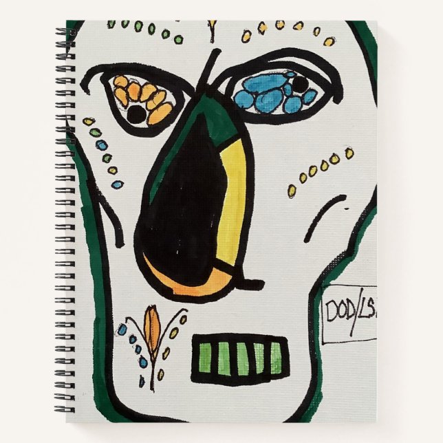 Kubist Day of the Dead Skull Spiral Notebook Notizbuch (Vorderseite)