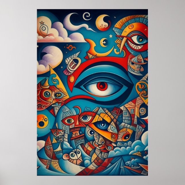 Kubist Graffiti ART - Eine Mischung aus Kunst und  Poster (Vorne)