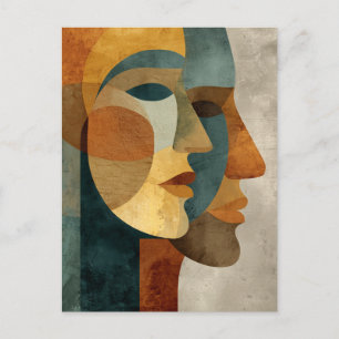 Kubistische abstrakte Gesichter Wandkunst Druck Postkarte