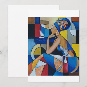 Kubistische afrikanische Frauen-Kunstkarte Fettg Feiertagskarte