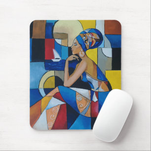 Kubistische afrikanische Frauenmauspad Fett geom Mousepad