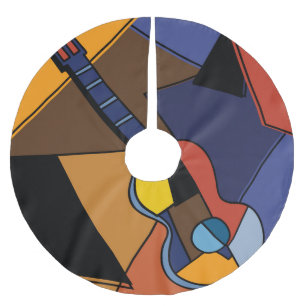 kubistische Gitarren Surrealismus Malerei. Polyester Weihnachtsbaumdecke