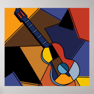 kubistische Gitarren Surrealismus Malerei. Poster