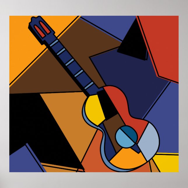 kubistische Gitarren Surrealismus Malerei. Poster (Vorne)