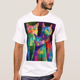 Kubistische Katzenwächter T-Shirt