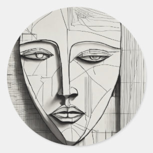 Kubistische Kunst - Modernes, abstraktes Design Runder Aufkleber