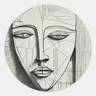 Kubistische Kunst - Modernes, abstraktes Design Runder Aufkleber