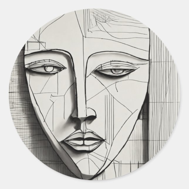 Kubistische Kunst - Modernes, abstraktes Design Runder Aufkleber (Vorderseite)