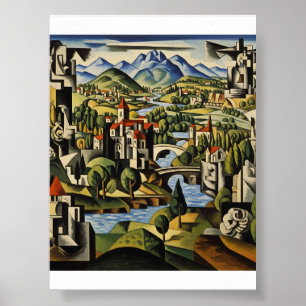 Kubistische Landschaftskunst Poster