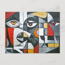 Kubistische moderne Gesichtsgeometrie Postkarte