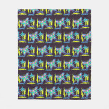 Kubistische Schmetterlinge und Blume Fleece Blanke