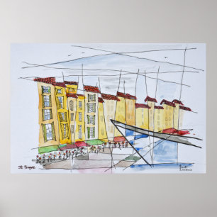 Kubistischer Abstract   Saint-Tropez, Französische Poster