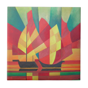 Kubistischer Abstrakte von Junk Sails und Ocean Sk Fliese