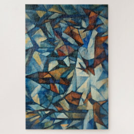 Kubistischer expressionistischer Winterdorf-Puzzle