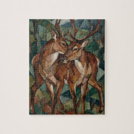 Kubistischer Rentier-Puzzle