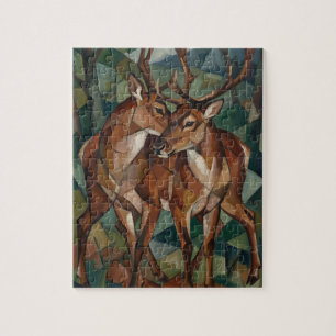 Kubistischer Rentier-Puzzle