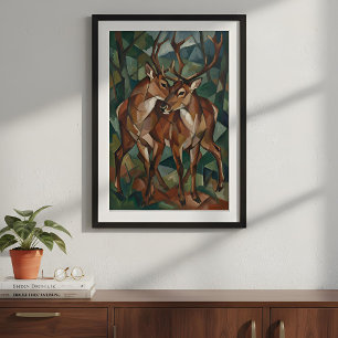 Kubistischer Rentierposter Poster