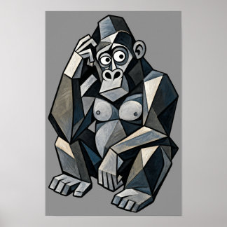 Kubistisches Gorilla-Abstraktes Geometrisches Kuns Poster