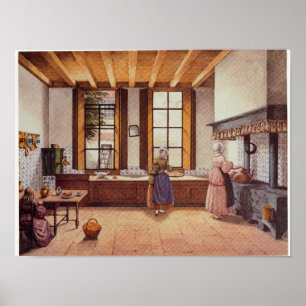 Küche des Zwijnshoofd Hotels in Arnhem, 1838 Poster
