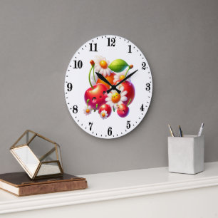 Küche für niedliche Kirschliebhaber Große Wanduhr