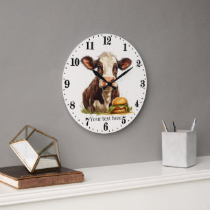 Küche für niedliche Kuhliebhaber Große Wanduhr