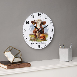 Küche für niedliche Kuhliebhaber Große Wanduhr