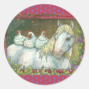 KÜCHE IN DER STABILEN, HORSE STICKER RAND. Blatt