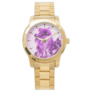 KÜCHE/KÜCHE MIT LILA ROSE weiß Armbanduhr