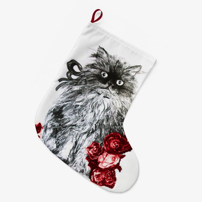 KÜCHE, KÜCHE MIT WEISSEN ROTE ROSEN GROßER WEIHNACHTSSTRUMPF (Vorderansicht (hängend))