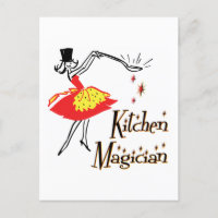 Küche Magician Retro Kochkunst Postkarte