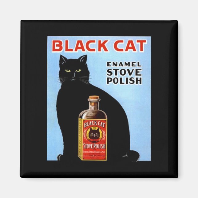 KÜCHE MAGNET ~ VINTAGE SCHWARZE KATZE! STOVE POLIS (Vorne)