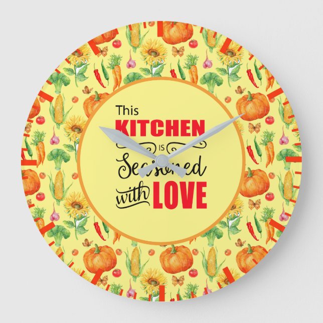 Küche mit Liebe Gemüseanbau Große Wanduhr (Vorderseite)
