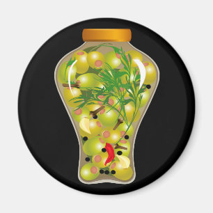 Küche mit Oliven- und Kräuterkonserven Magnet