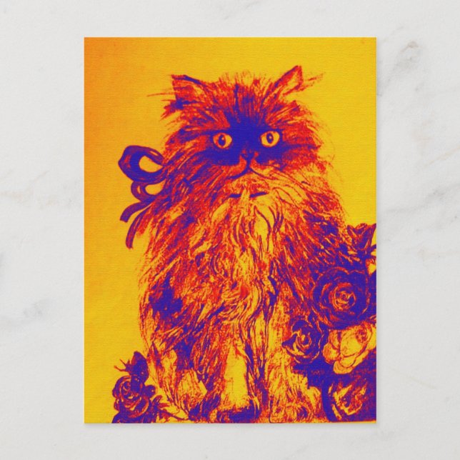 KÜCHE MIT ROSE, gelb orange blau Postkarte (Vorderseite)