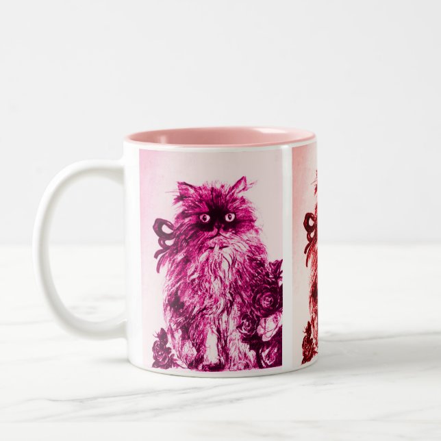 KÜCHE MIT ROSE, rosa Fuchsienweiß Zweifarbige Tasse (Links)