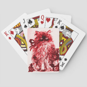KÜCHE MIT ROSE, rot-weiß Spielkarten
