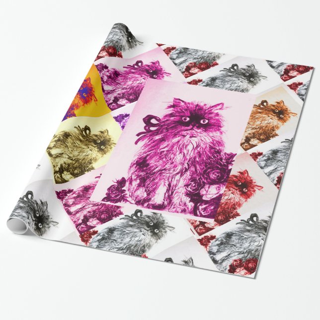 KÜCHE MIT ROTE ROSEN, Rosa, Fuchsien Geschenkpapier (Ungerollt)