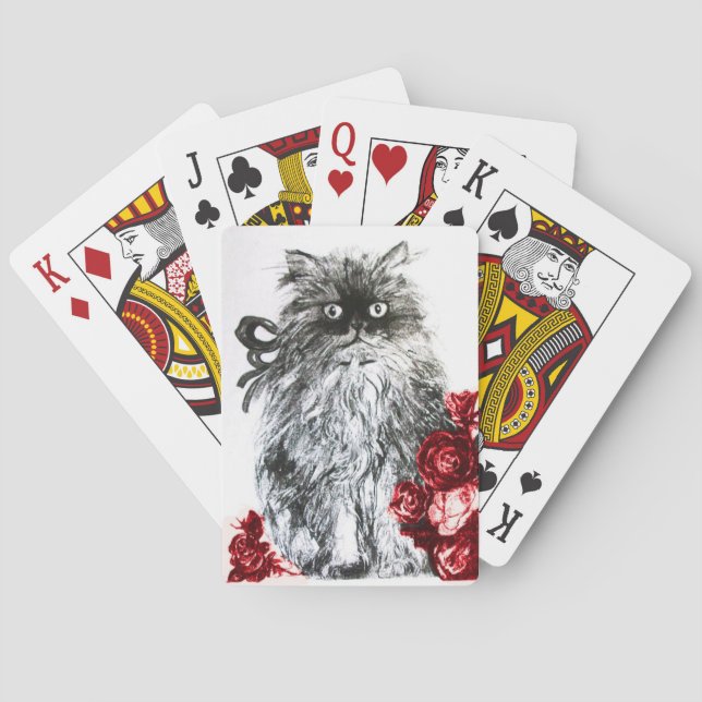 KÜCHE MIT ROTE ROSEN, Schwarz und Weiß Spielkarten (Rückseite)