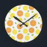 Küche Mittelmeerfrucht Orange und Zitrone Slice Runde Wanduhr<br><div class="desc">Diese lustige Uhr mit Orangen, Zitronen und Trauben wird sicher jeden Platz aufheitern. Es funktioniert besonders gut in Küchen.</div>
