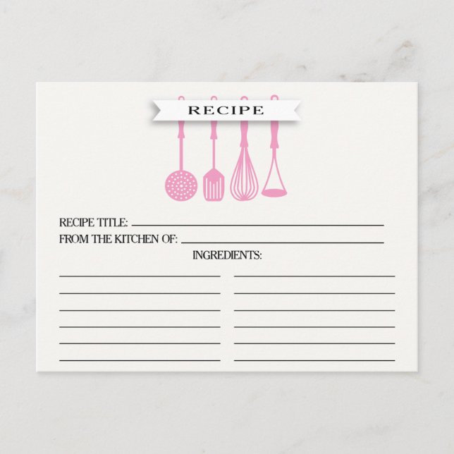 Küche Rosa Utensid Brautparty Weinkarte Postkarte (Vorderseite)