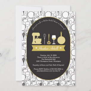 Küche Thema Bridal Dusche Einladungen schwarz Gold